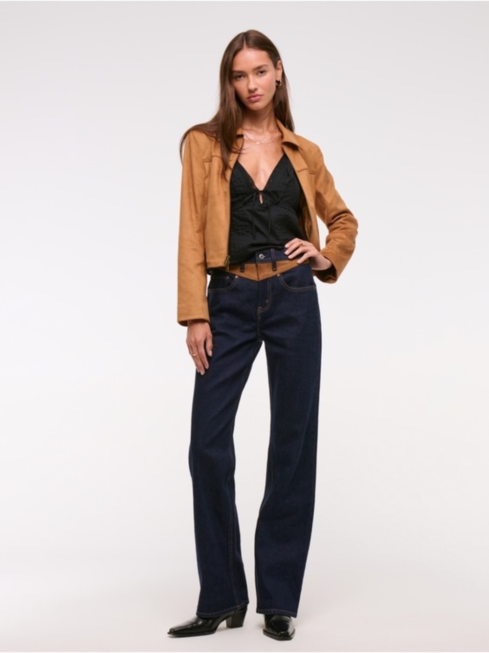 Abercrombie & Fitch High Rise 90s Relaxed Vegan Suede Yoke Jean